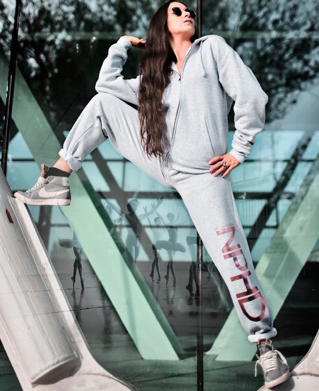 TUTA COMPLETA GREY LOGO ORO/ROSA