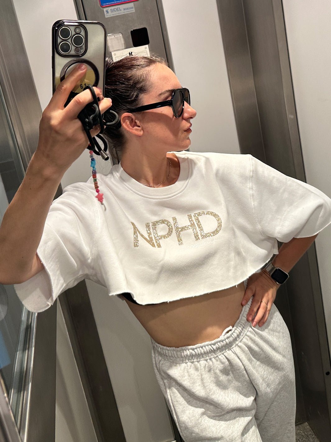FELPA CROP GREY WHITE NPHD • SALDI - Non Posso, Ho Danza.