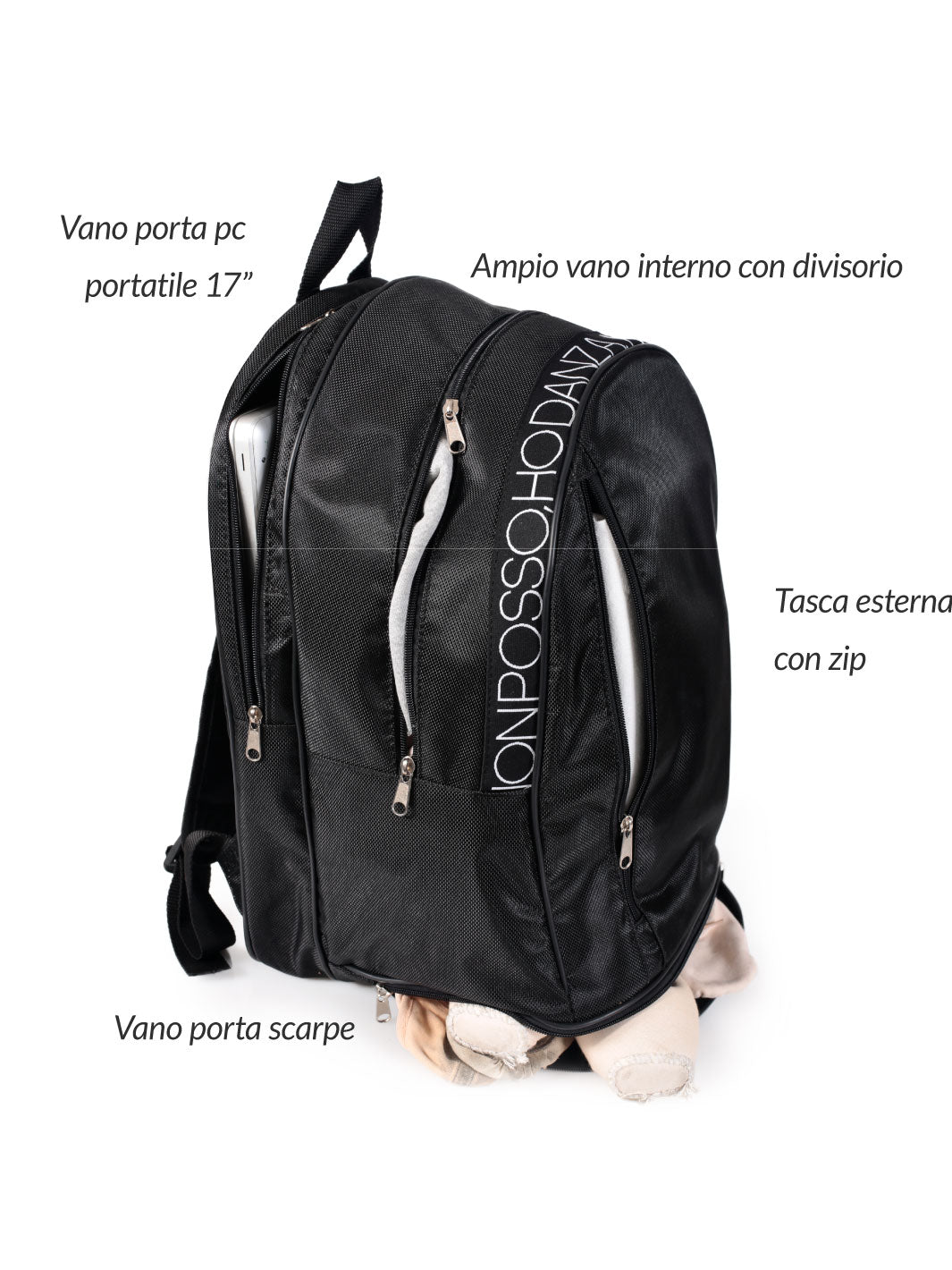 ARTIST PROJECT • zaino big school PERSONALIZZABILE - Non Posso, Ho Danza.