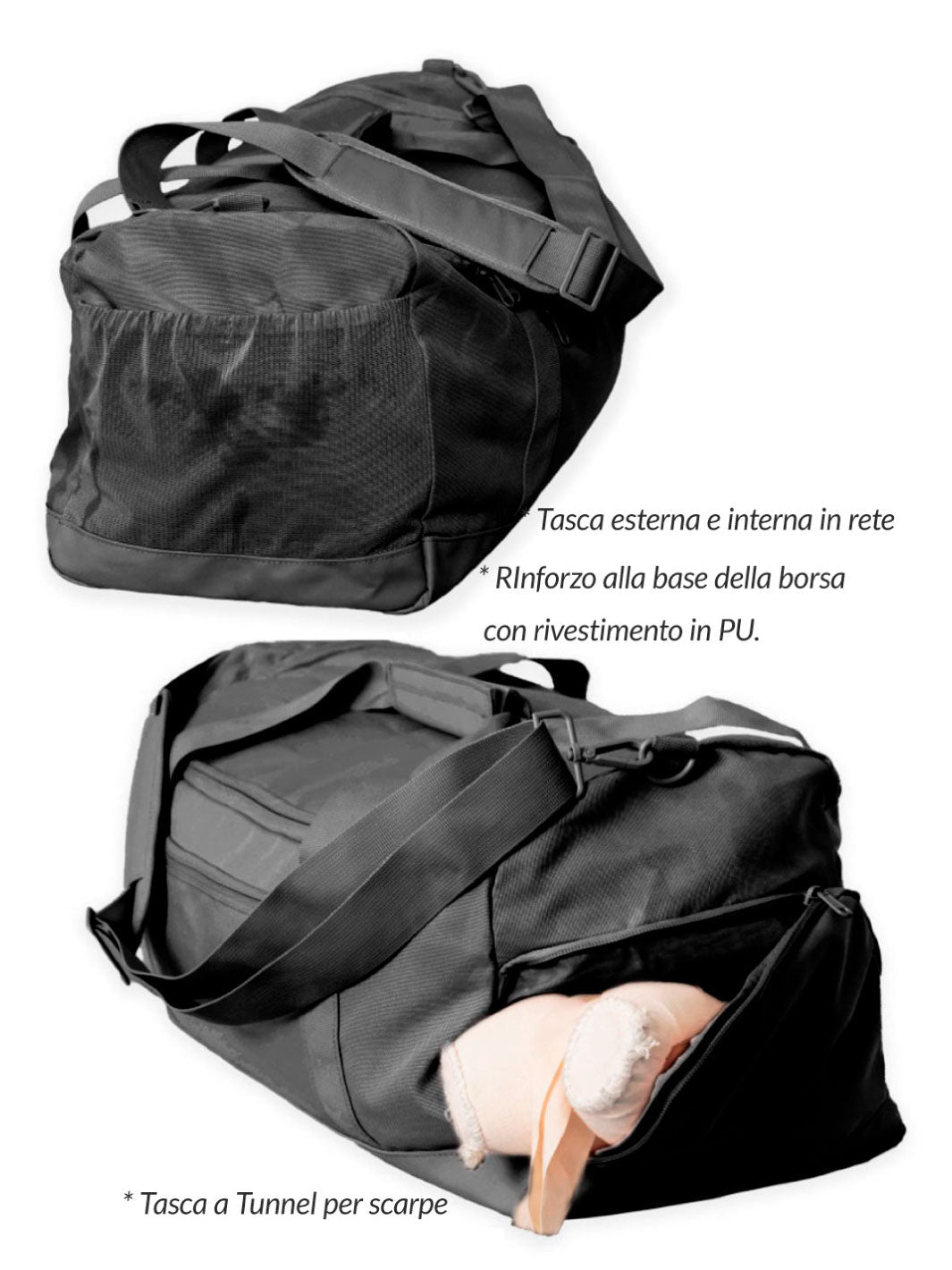 BDM • BAG CLASSICI SCHOOL SMALL SIZE - NERO & SOFT ROSE - Non Posso, Ho Danza.