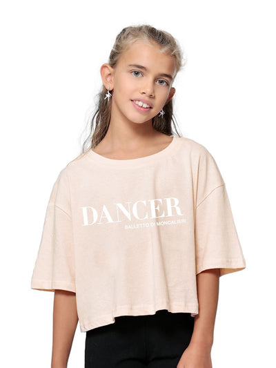 BDM • T - SHIRT SHORT KID DA 5/6 ANNI A 9/11 ANNI - BLACK & SOFT ROSE - Non Posso, Ho Danza.