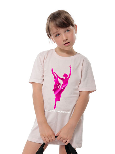 BDM • T - SHIRT UNISEX KID - BLACK & SOFT ROSE - Non Posso, Ho Danza.