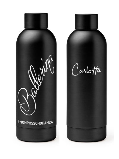BORRACCIA TERMICA "BALLERINA" PERSONALIZZABILE - COLORE BLACK - Non Posso, Ho Danza.