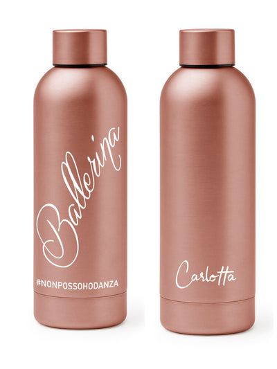 BORRACCIA TERMICA "BALLERINA" PERSONALIZZABILE - COLORE ORO/ROSA - Non Posso, Ho Danza.