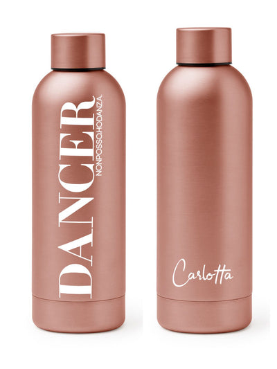 BORRACCIA TERMICA "DANCER" PERSONALIZZABILE - COLORE ORO/ROSA - Non Posso, Ho Danza.