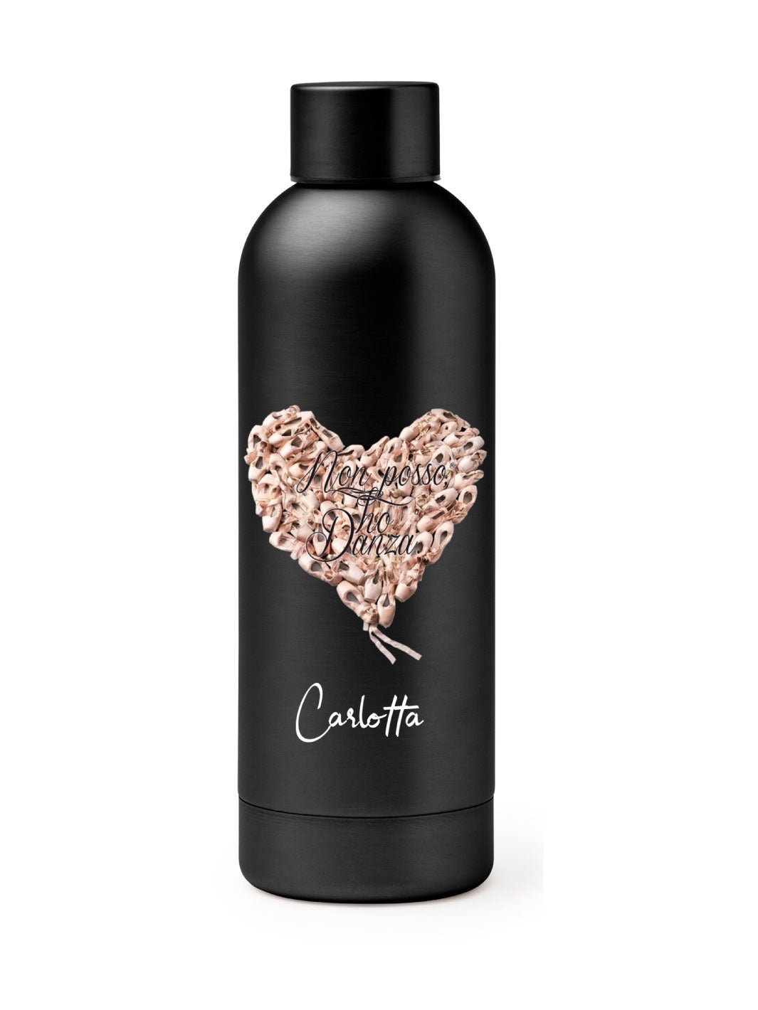 BORRACCIA TERMICA "GRANDE CUORE" PERSONALIZZABILE - COLORE BLACK - Non Posso, Ho Danza.