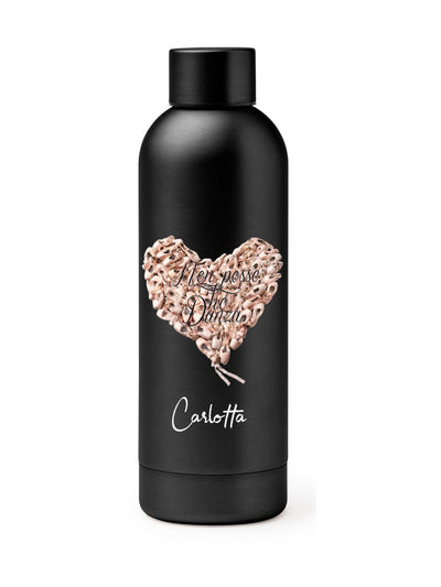 BORRACCIA TERMICA "GRANDE CUORE" PERSONALIZZABILE - COLORE BLACK - Non Posso, Ho Danza.