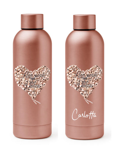 BORRACCIA TERMICA "grande cuore" PERSONALIZZABILE - COLORE ORO/ROSA - Non Posso, Ho Danza.