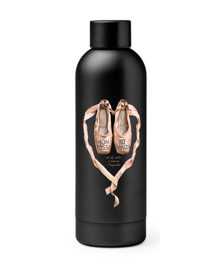 BORRACCIA TERMICA "IMPRONTA" PERSONALIZZABILE - COLORE BLACK - Non Posso, Ho Danza.