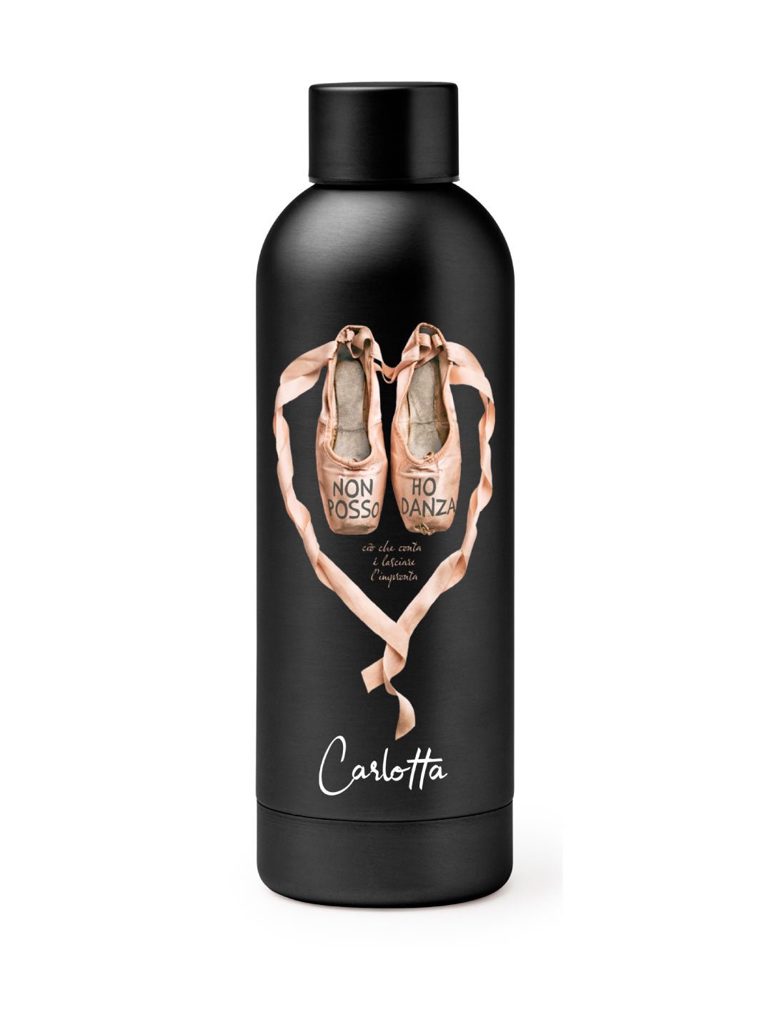 BORRACCIA TERMICA "IMPRONTA" PERSONALIZZABILE - COLORE BLACK - Non Posso, Ho Danza.