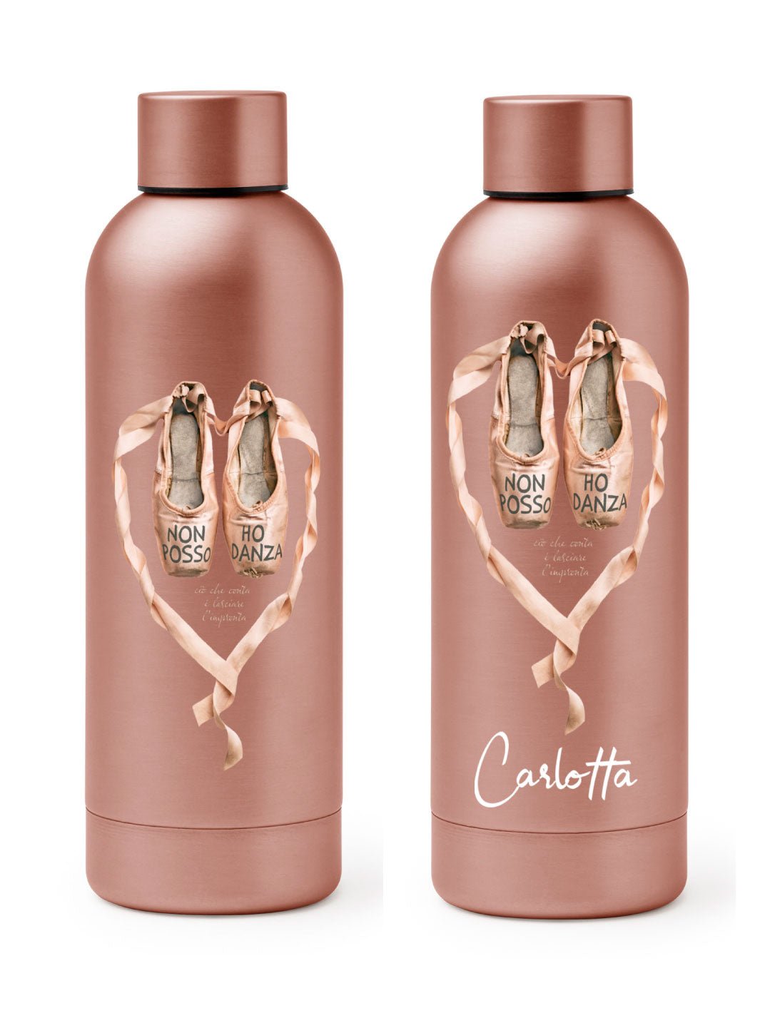 BORRACCIA TERMICA "IMPRONTA" PERSONALIZZABILE - COLORE ORO/ROSA - Non Posso, Ho Danza.