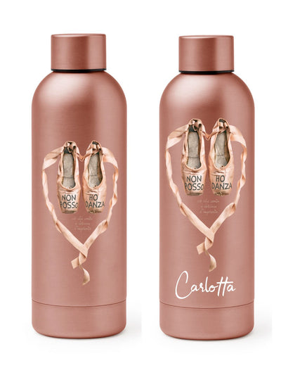 BORRACCIA TERMICA "IMPRONTA" PERSONALIZZABILE - COLORE ORO/ROSA - Non Posso, Ho Danza.