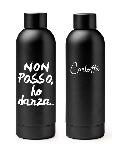 BORRACCIA TERMICA "LOGO" PERSONALIZZABILE - COLORE BLACK - Non Posso, Ho Danza.