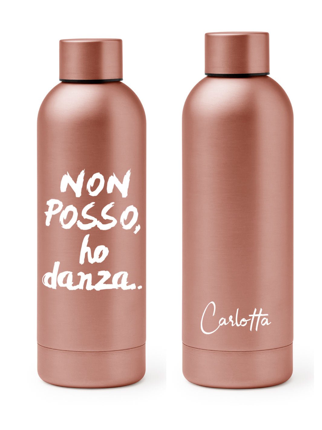 BORRACCIA TERMICA "LOGO" PERSONALIZZABILE - COLORE ORO/ROSA - Non Posso, Ho Danza.