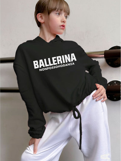 FELPA CROP LACCI BLACK - BALLERINA Girl - Non Posso, Ho Danza.