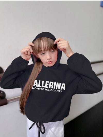 FELPA CROP LACCI BLACK - BALLERINA Girl - Non Posso, Ho Danza.