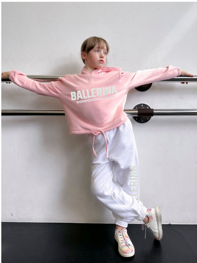 FELPA CROP LACCI LIGHT ROSE - BALLERINA Girl - Non Posso, Ho Danza.