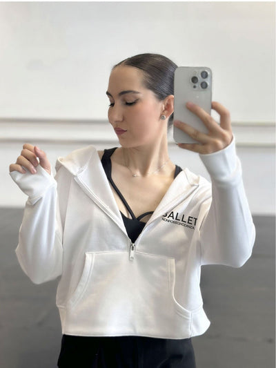 FELPA Half Zip Hoodie Oversize - White - Non Posso, Ho Danza.