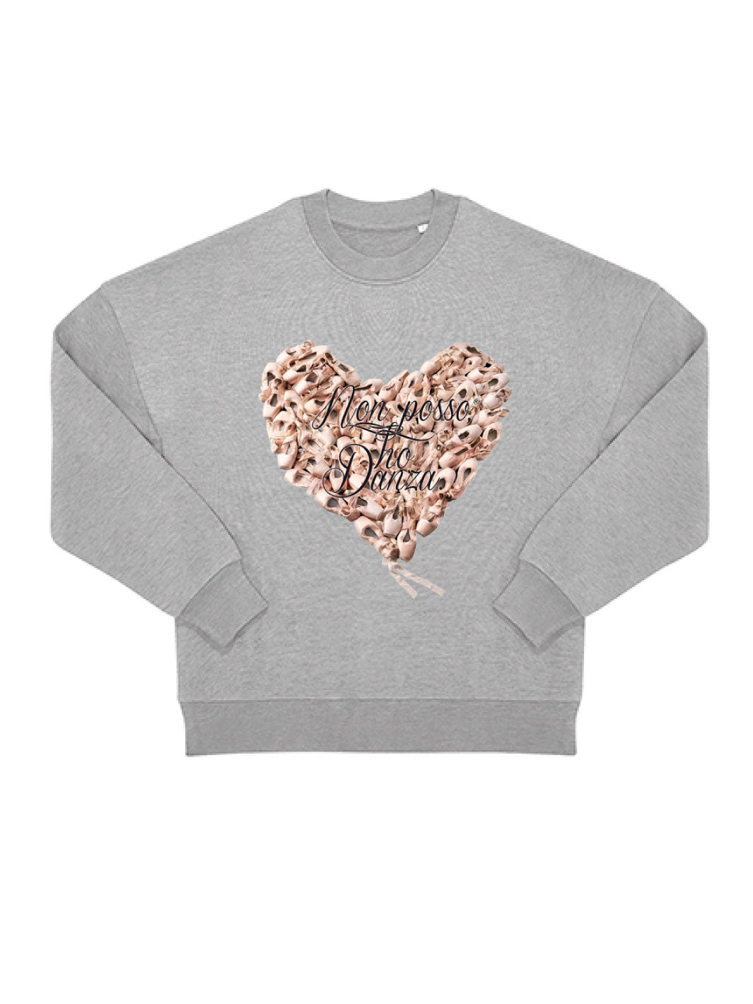 FELPA ICONIC - grande cuore grey melange - Non Posso, Ho Danza.