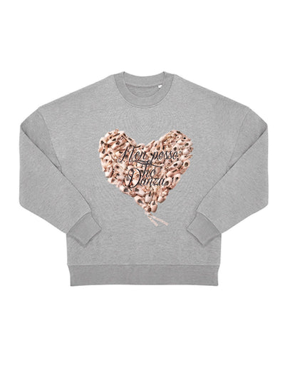 FELPA ICONIC - grande cuore grey melange - Non Posso, Ho Danza.