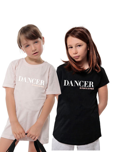 IPDP • T - SHIRT UNISEX KID - BLACK & PALE PINK - Non Posso, Ho Danza.