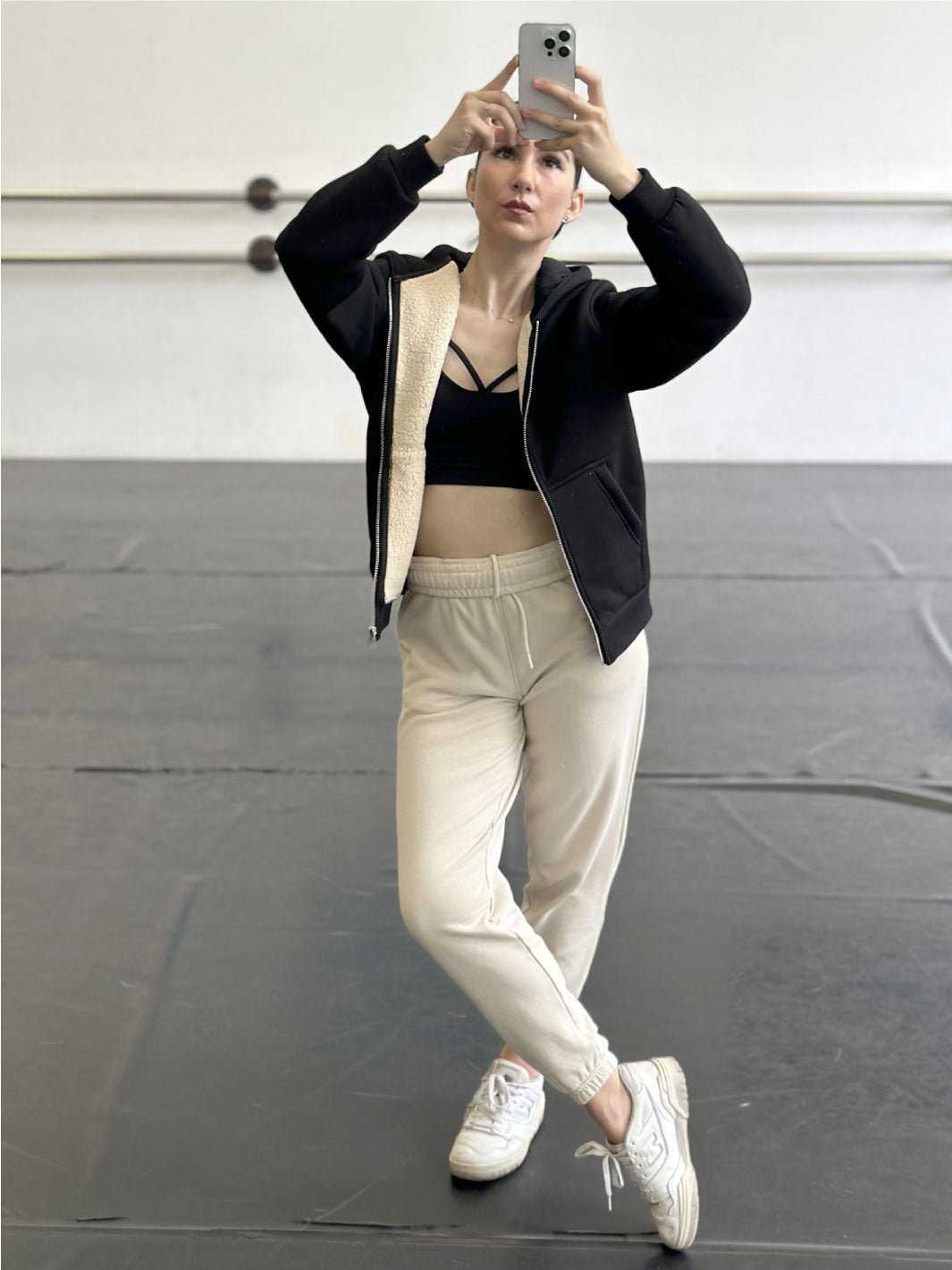 JACKET Bonded Sherpa Zip Hoody - BLACK - Non Posso, Ho Danza.