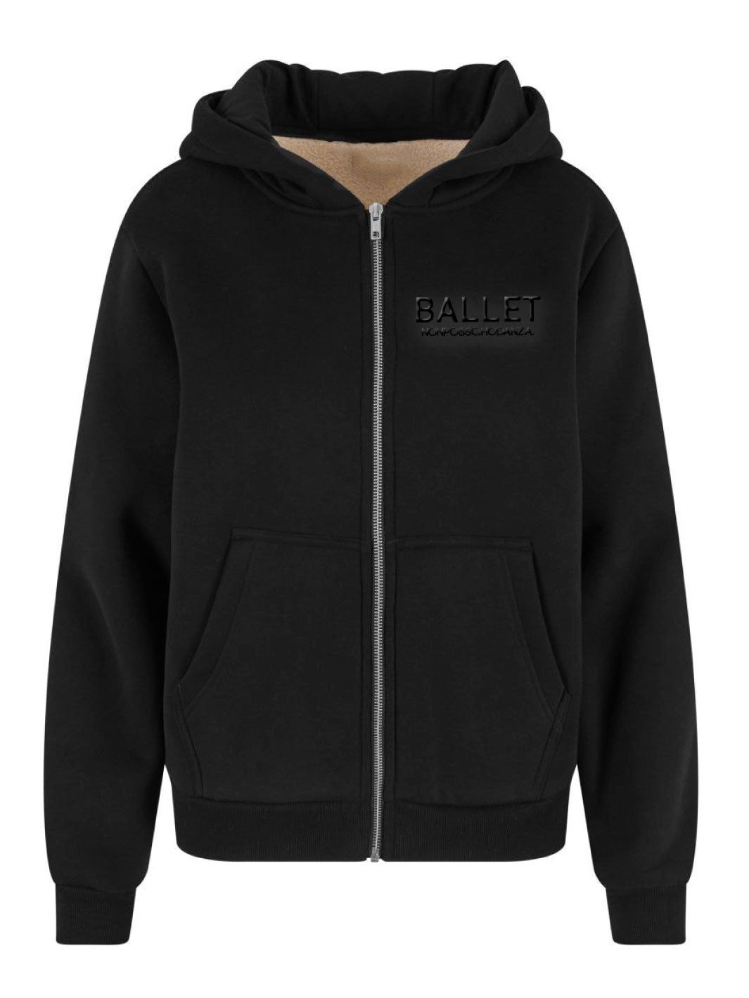 JACKET Bonded Sherpa Zip Hoody - BLACK - Non Posso, Ho Danza.
