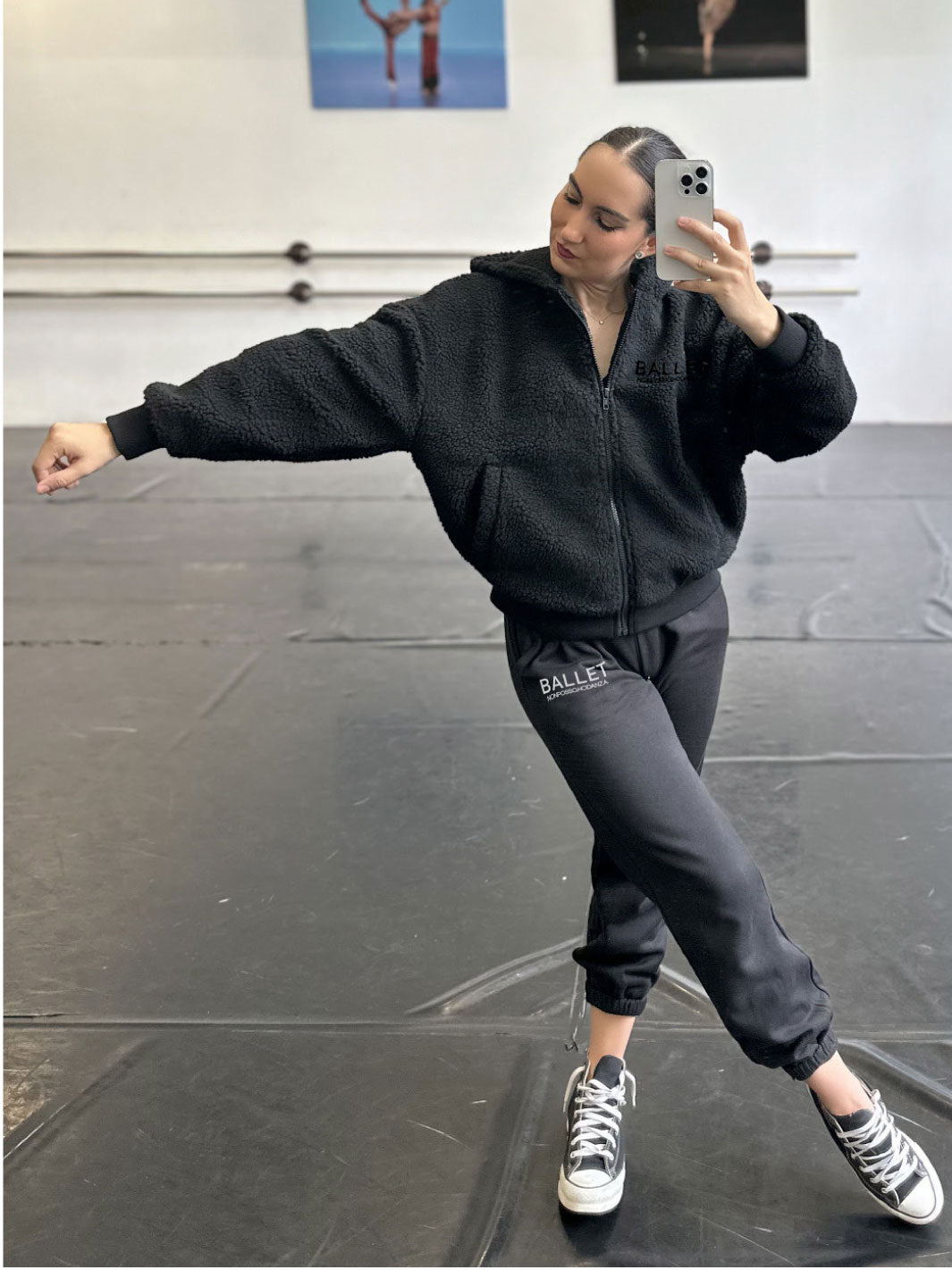 JACKET Fashion Sherpa Zip Hoody - BLACK - Non Posso, Ho Danza.