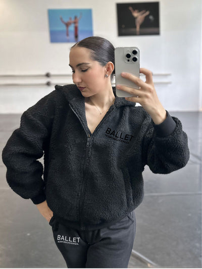 JACKET Fashion Sherpa Zip Hoody - BLACK - Non Posso, Ho Danza.