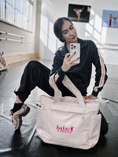 MAXI TOTE BAG MULTITASKING BLACK/SOFT PINK - LOGO BALLET - Non Posso, Ho Danza.