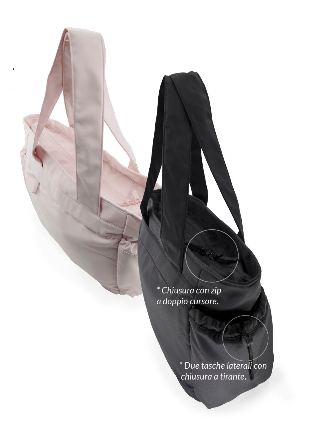 MAXI TOTE BAG MULTITASKING BLACK/SOFT PINK - LOGO BALLET - Non Posso, Ho Danza.