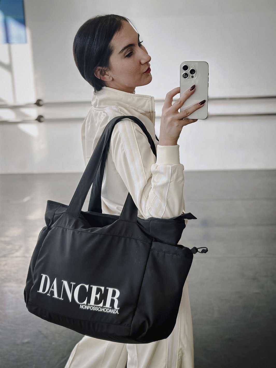 MAXI TOTE BAG PUFFY MULTITASKING - BLACK/DANCER PERSONALIZZBILE - Non Posso, Ho Danza.