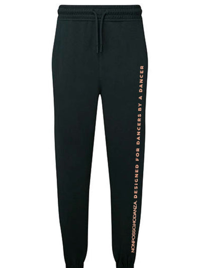 PANTALONE FELPA REGULAR LOGO ORO/ROSA - BLACK - Non Posso, Ho Danza.