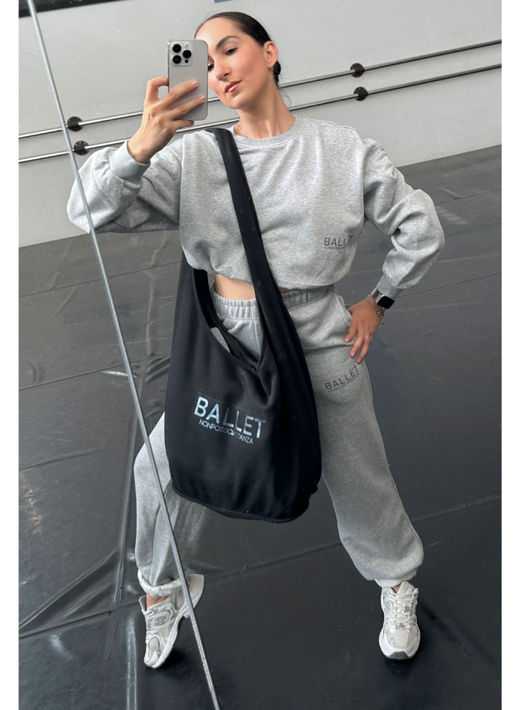 TUTA COMPLETA BALOON GRIGIO MELANGE PERSONALIZZABILE • NEW IN 2026 - Non Posso, Ho Danza.