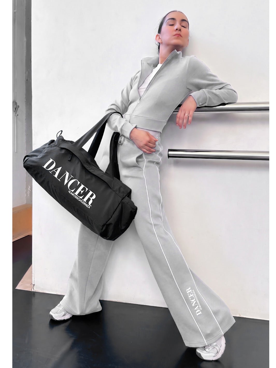 TUTA COMPLETA SLIM MICRO SCUBA GRIGIO PERLA PERSONALIZZABILE CON PANT WIDE LEG • NEW IN 2026 - Non Posso, Ho Danza.