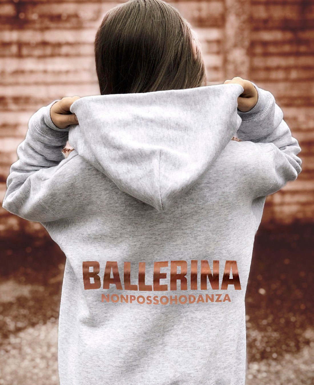 FELPA ZIP GIRL BALLERINA GREY MELANGE - Non Posso, Ho Danza.