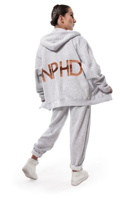 FELPA ZIP GREY LOGO ORO/ROSA - Non Posso, Ho Danza.