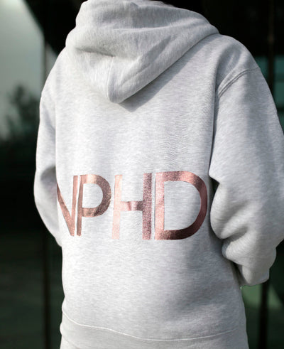 FELPA ZIP GREY LOGO ORO/ROSA - Non Posso, Ho Danza.