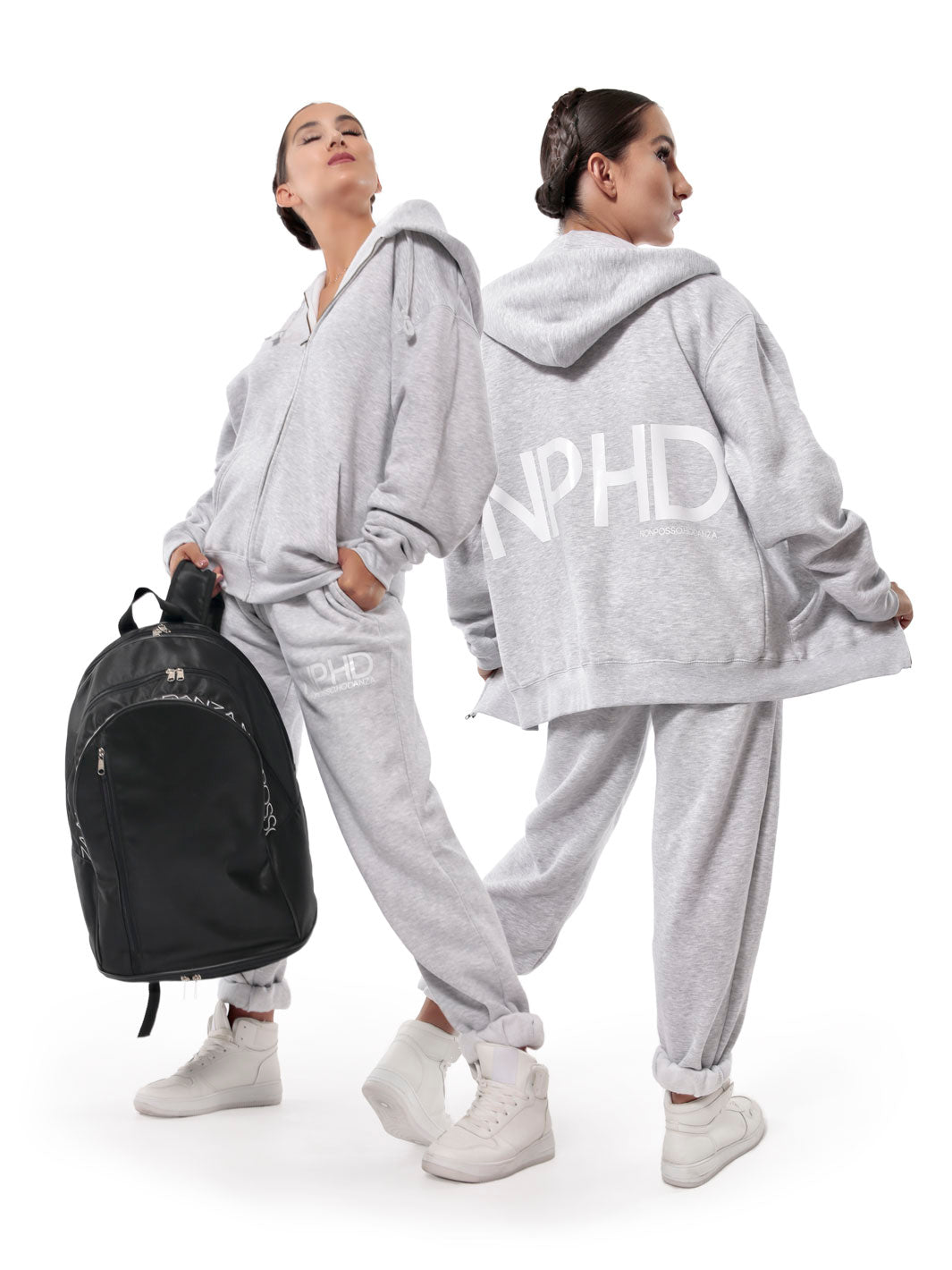 NPHD Grey melange Logo white Personalizzabile Non Posso, Ho