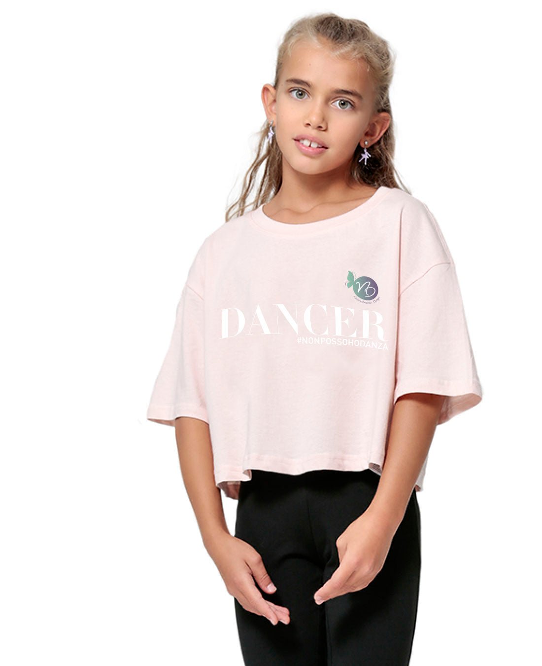 TEE DANCER CROP KIDS SOFT ROSE - Non Posso, Ho Danza.